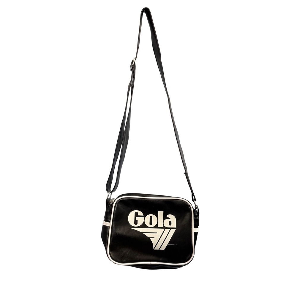 Gola Crossbody Bag Womens Small Black Retro Logo Faux Leather Messenger